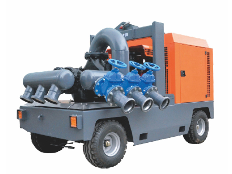 半架式四轮移动排涝泵车(P10自吸泵)+分水器